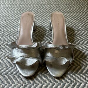 Loeffler Randall silver kitten heel sandal